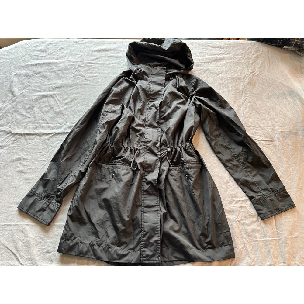 Abercrombie & Fitch Hooded Anorak Jacket Charcoal Grey Cinched Waist Parka Large